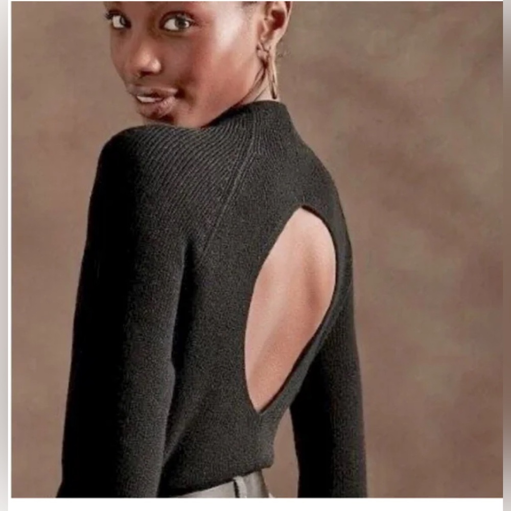 GAP Black Open-Back Turtleneck Sweater